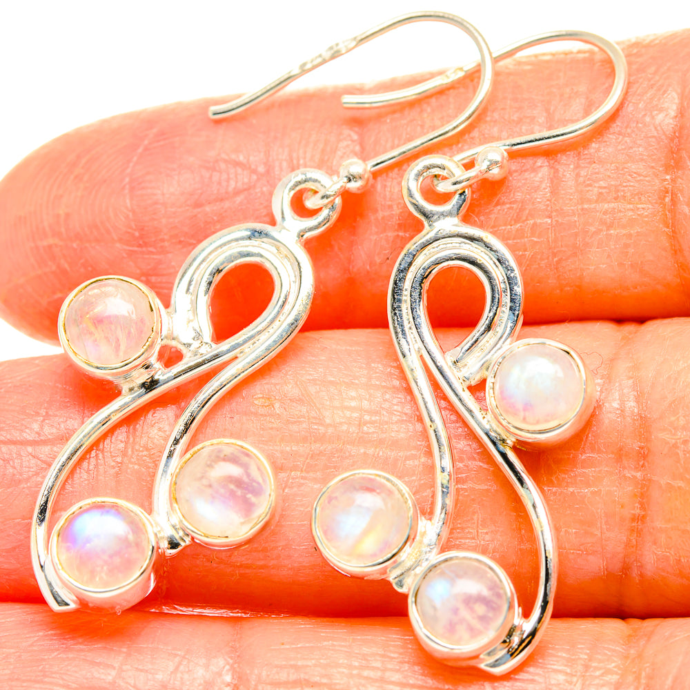 Rainbow Moonstone Earrings handcrafted by Ana Silver Co - EARR426988