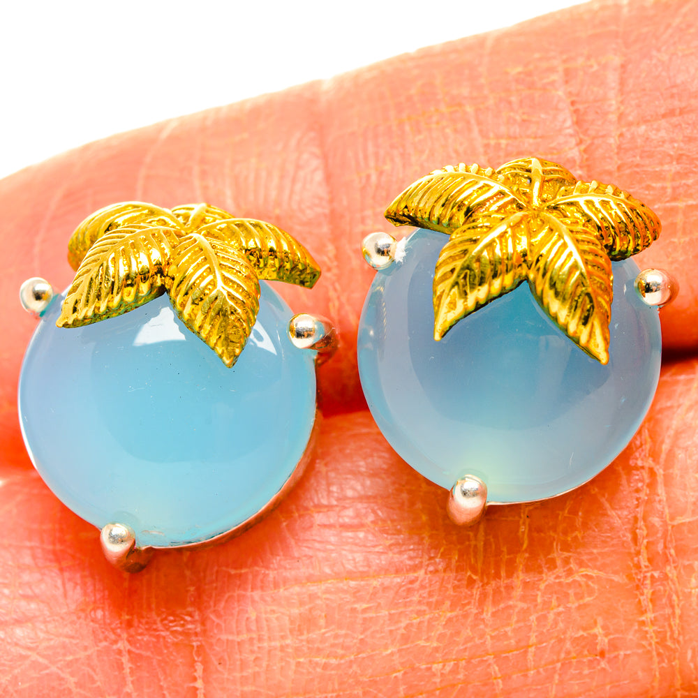 Aqua Chalcedony Earrings handcrafted by Ana Silver Co - EARR427003