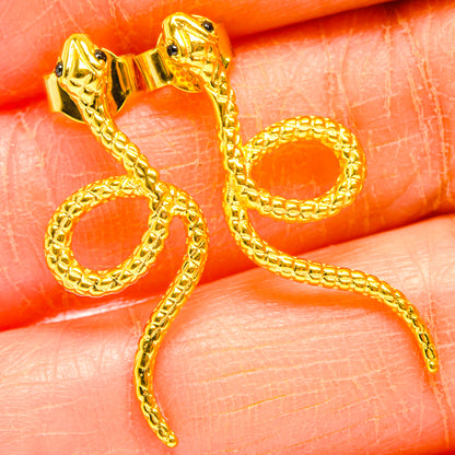 Golden Snake Earrings handcrafted by Ana Silver Co - EARR427012