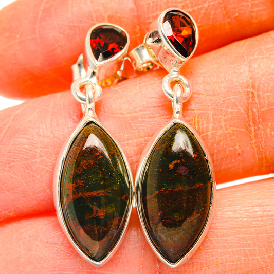 Bloodstone Earrings handcrafted by Ana Silver Co - EARR427014