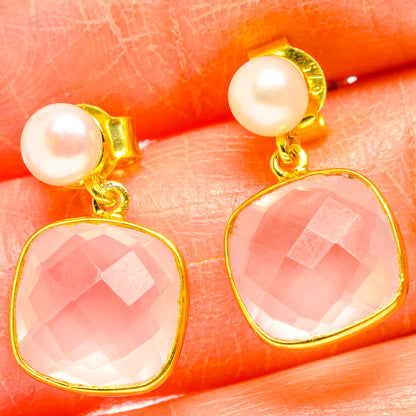 Rose Quartz Earrings handcrafted by Ana Silver Co - EARR427035