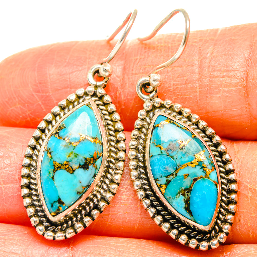 Blue Copper Composite Turquoise Earrings handcrafted by Ana Silver Co - EARR427039
