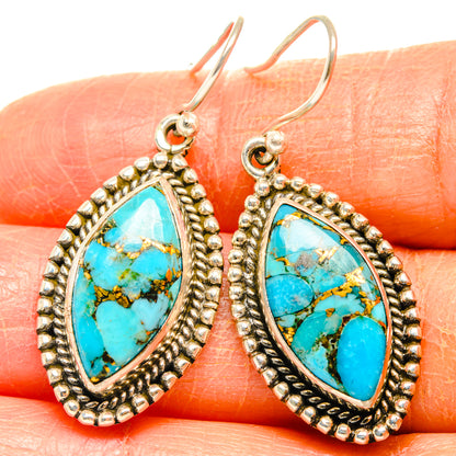 Blue Copper Composite Turquoise Earrings handcrafted by Ana Silver Co - EARR427039