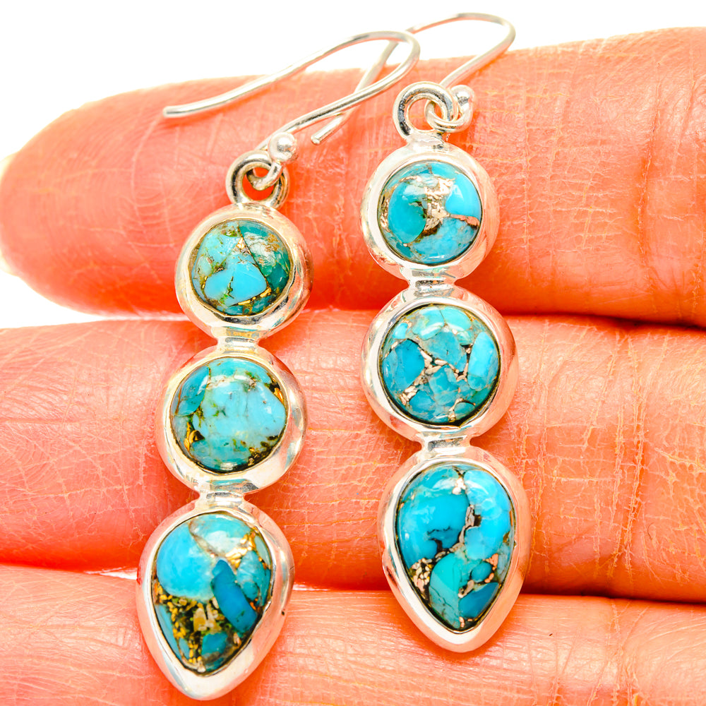 Blue Copper Composite Turquoise Earrings handcrafted by Ana Silver Co - EARR427046