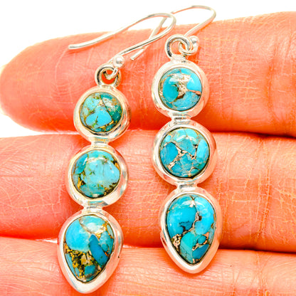 Blue Copper Composite Turquoise Earrings handcrafted by Ana Silver Co - EARR427046