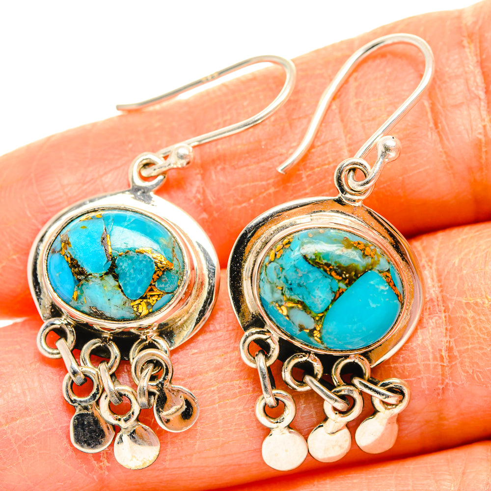 Blue Copper Composite Turquoise Earrings handcrafted by Ana Silver Co - EARR427056