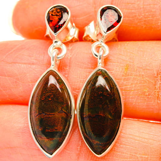 Bloodstone Earrings handcrafted by Ana Silver Co - EARR427057