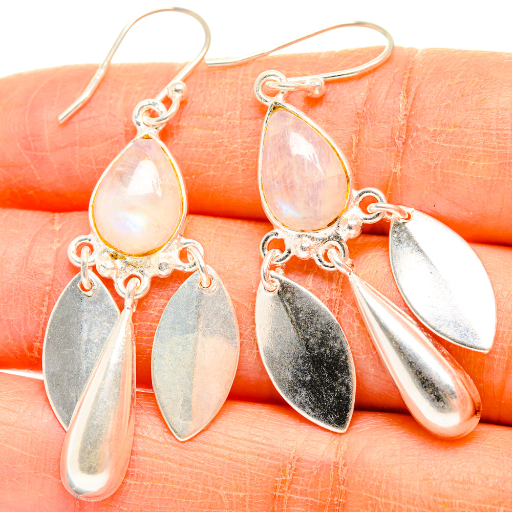Rainbow Moonstone Earrings handcrafted by Ana Silver Co - EARR427062