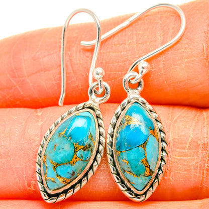 Blue Copper Composite Turquoise Earrings handcrafted by Ana Silver Co - EARR427063