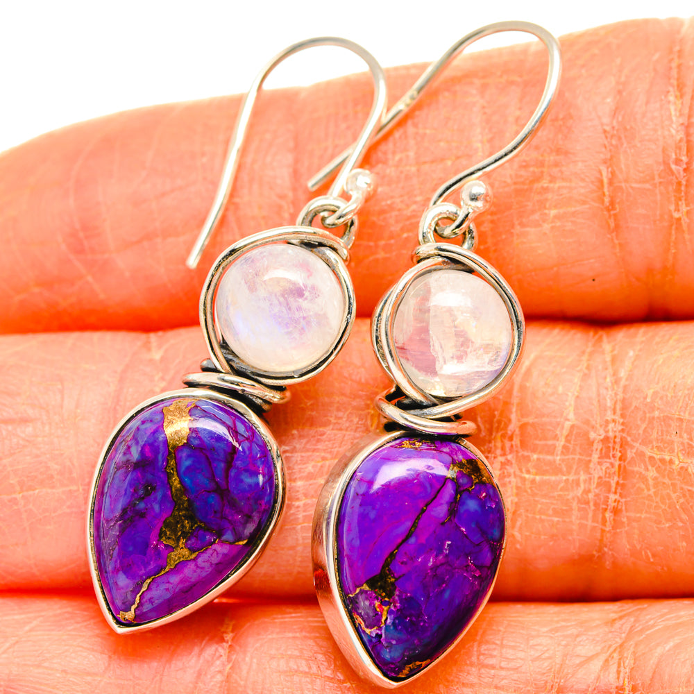 Purple Copper Composite Turquoise Earrings handcrafted by Ana Silver Co - EARR427065