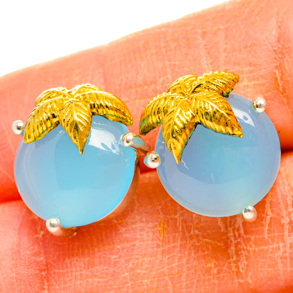 Aqua Chalcedony Earrings handcrafted by Ana Silver Co - EARR427066