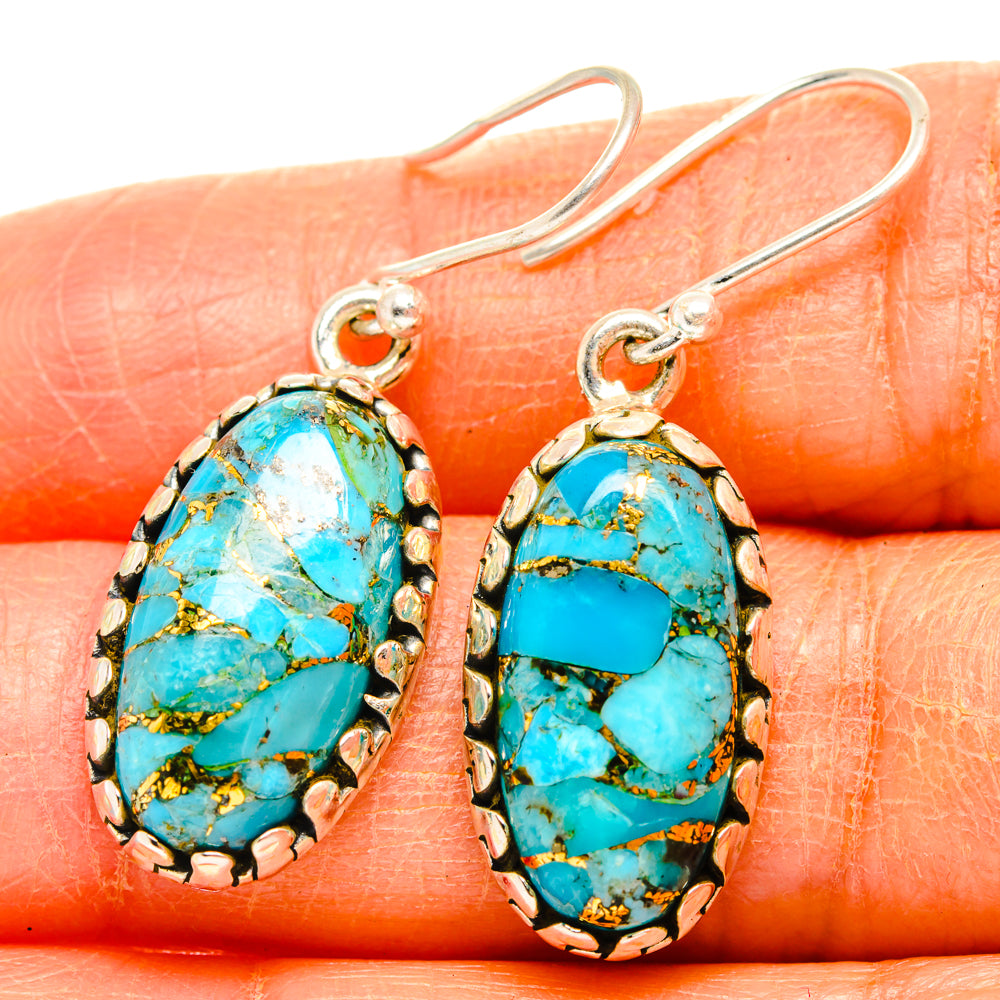 Blue Copper Composite Turquoise Earrings handcrafted by Ana Silver Co - EARR427071