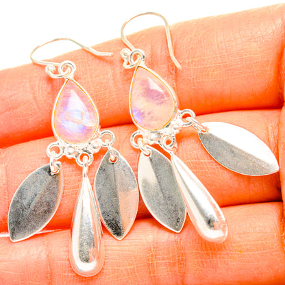 Rainbow Moonstone Earrings handcrafted by Ana Silver Co - EARR427087