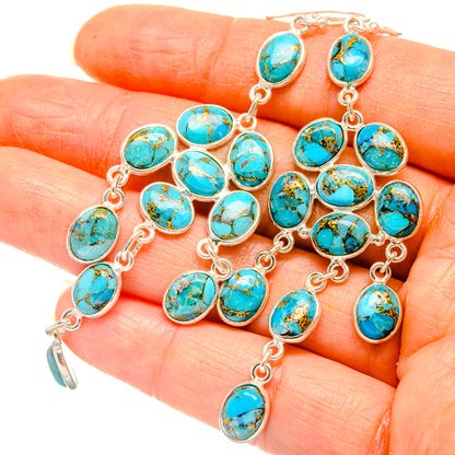 Blue Copper Composite Turquoise Earrings handcrafted by Ana Silver Co - EARR427097