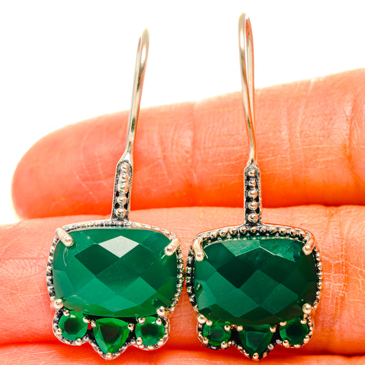 Green Onyx Earrings handcrafted by Ana Silver Co - EARR427101