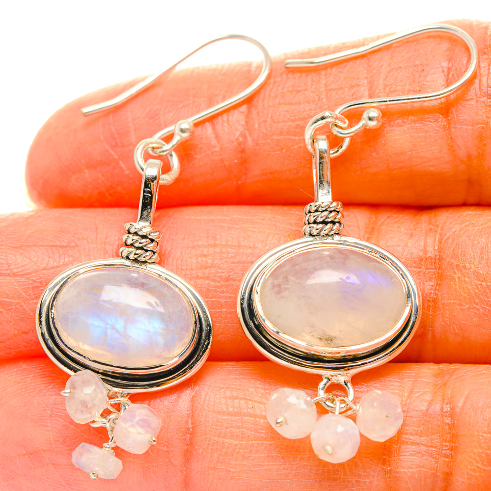 Rainbow Moonstone Earrings handcrafted by Ana Silver Co - EARR427104