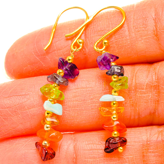 Multi-stone Rainbow Chakra Earrings handcrafted by Ana Silver Co - EARR427113