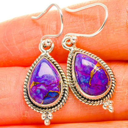 Purple Copper Composite Turquoise Earrings handcrafted by Ana Silver Co - EARR427121