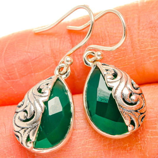 Green Onyx Earrings handcrafted by Ana Silver Co - EARR427128