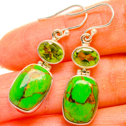 Green Copper Composite Turquoise Earrings handcrafted by Ana Silver Co - EARR427131