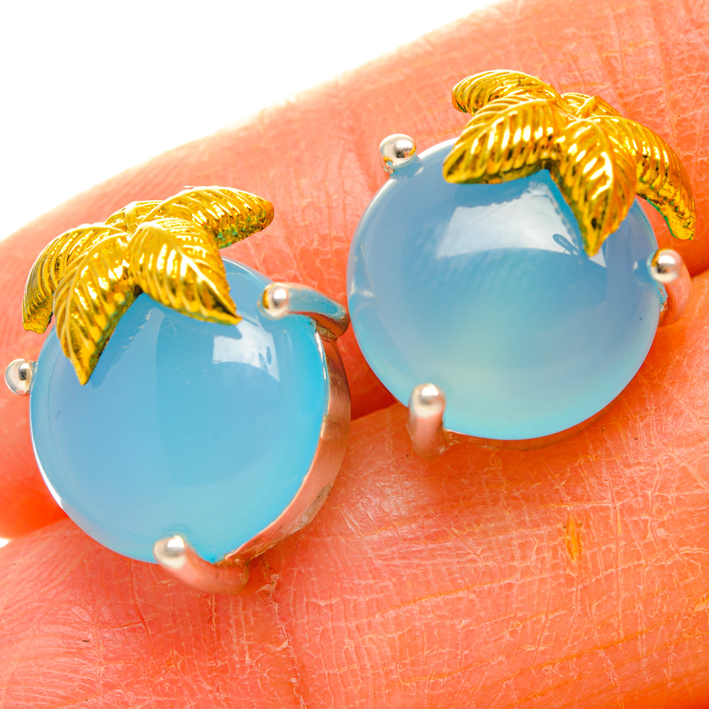 Aqua Chalcedony Earrings handcrafted by Ana Silver Co - EARR427141
