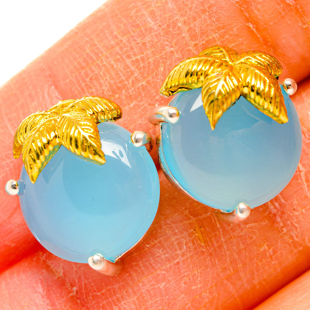 Aqua Chalcedony Earrings handcrafted by Ana Silver Co - EARR427145
