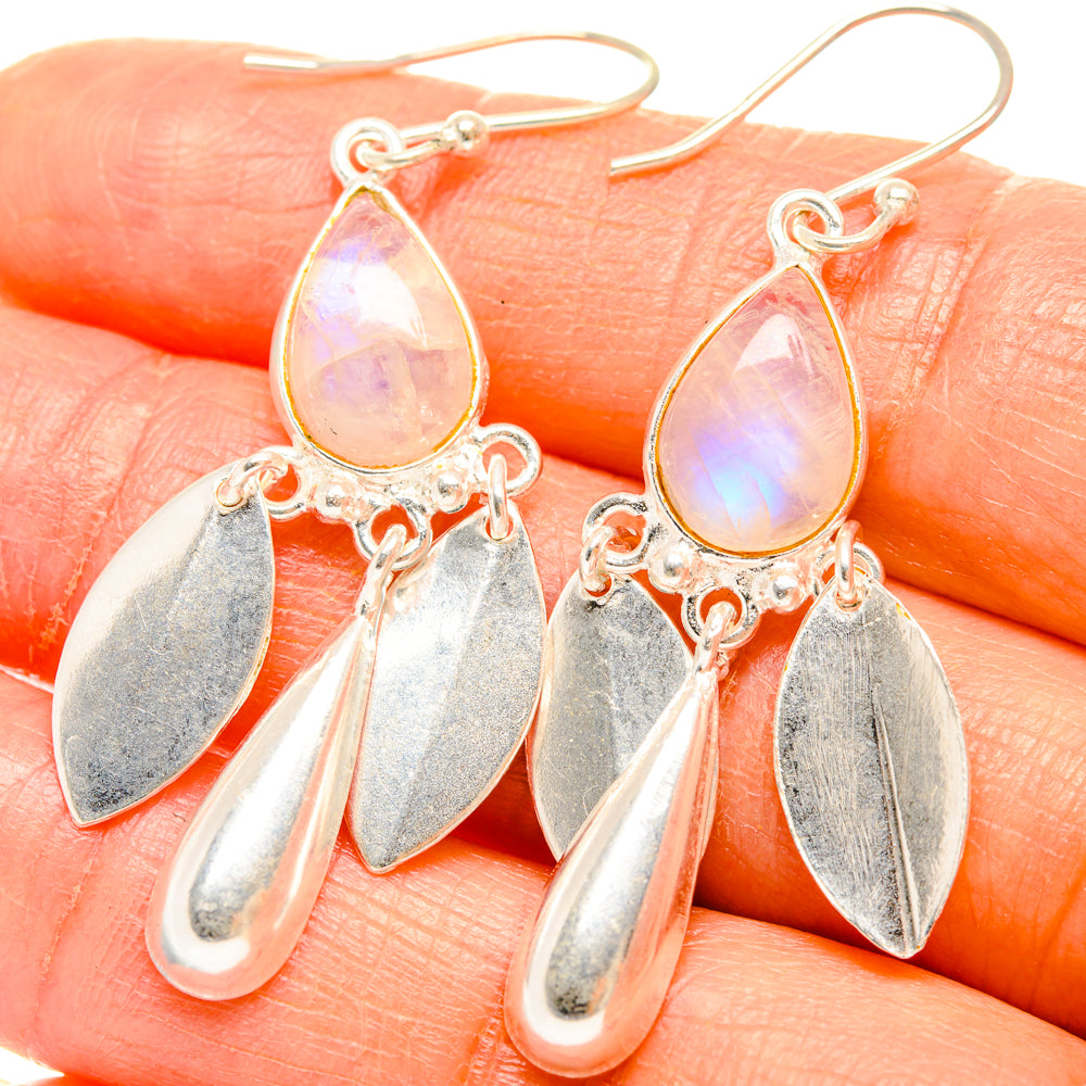 Rainbow Moonstone Earrings handcrafted by Ana Silver Co - EARR427153