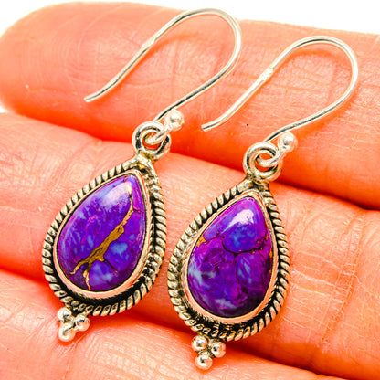 Purple Copper Composite Turquoise Earrings handcrafted by Ana Silver Co - EARR427154