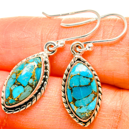 Blue Copper Composite Turquoise Earrings handcrafted by Ana Silver Co - EARR427159