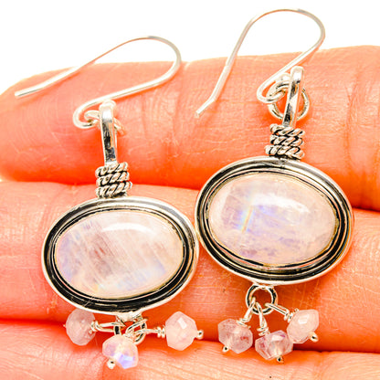 Rainbow Moonstone Earrings handcrafted by Ana Silver Co - EARR427163