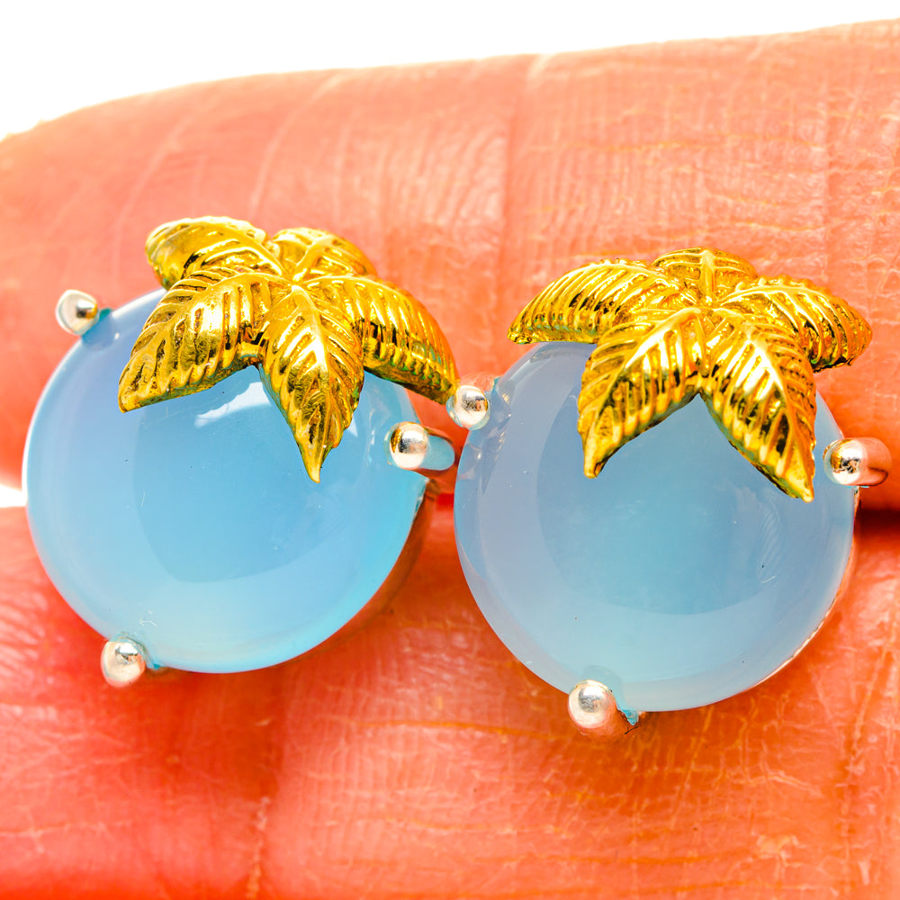 Aqua Chalcedony Earrings handcrafted by Ana Silver Co - EARR427175
