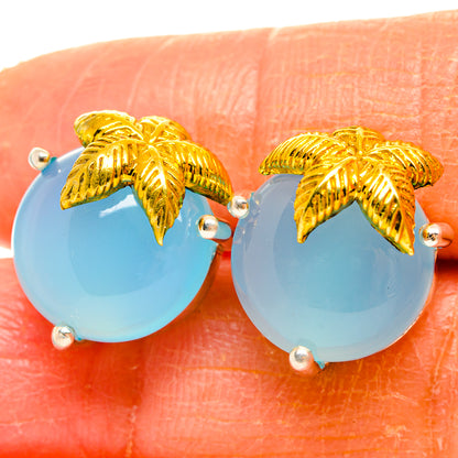 Aqua Chalcedony Earrings handcrafted by Ana Silver Co - EARR427175