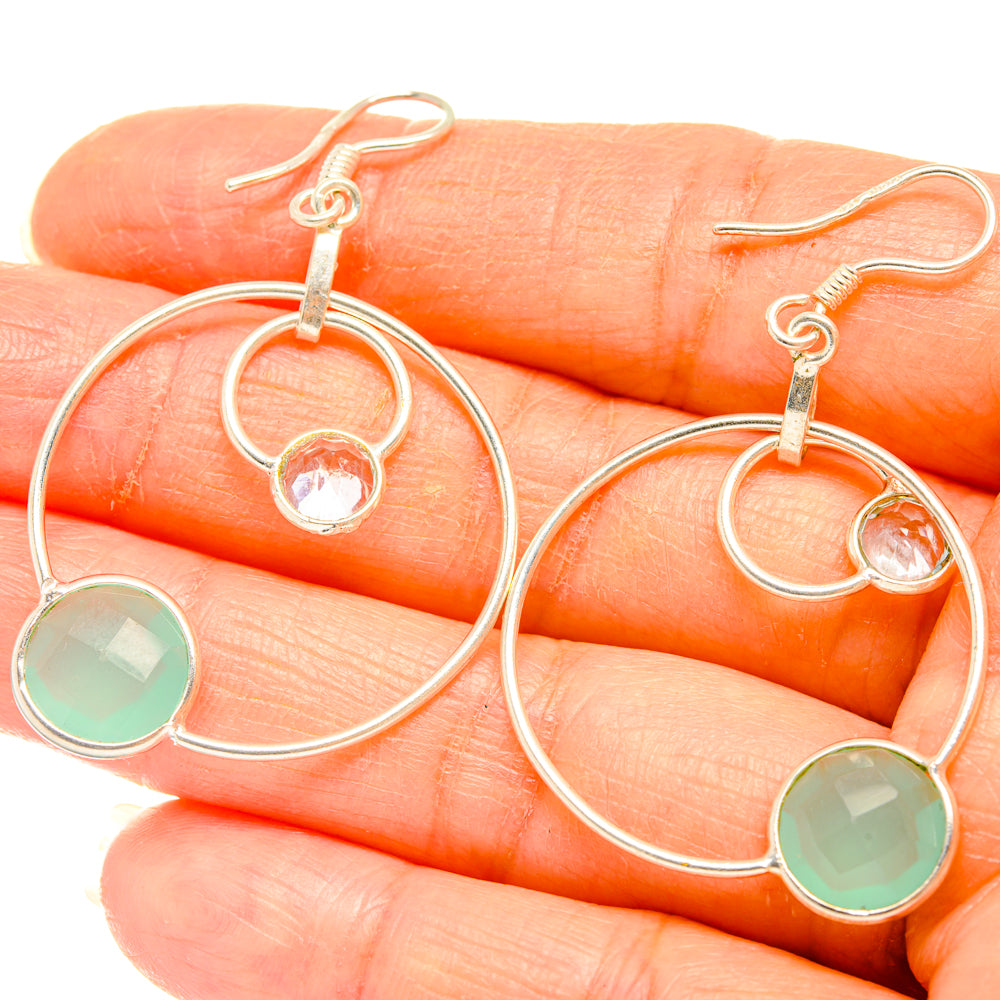 Aqua Chalcedony Earrings handcrafted by Ana Silver Co - EARR427176