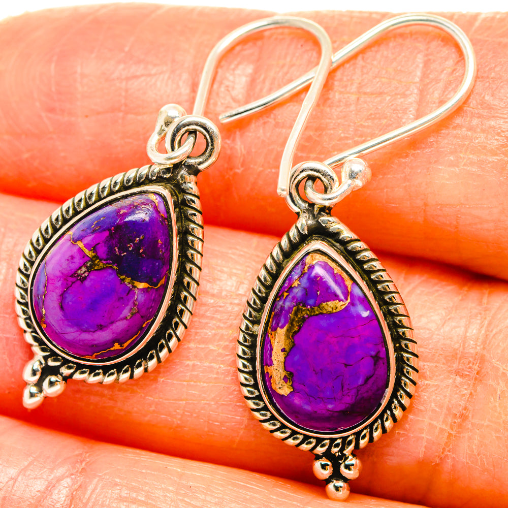 Purple Copper Composite Turquoise Earrings handcrafted by Ana Silver Co - EARR427191