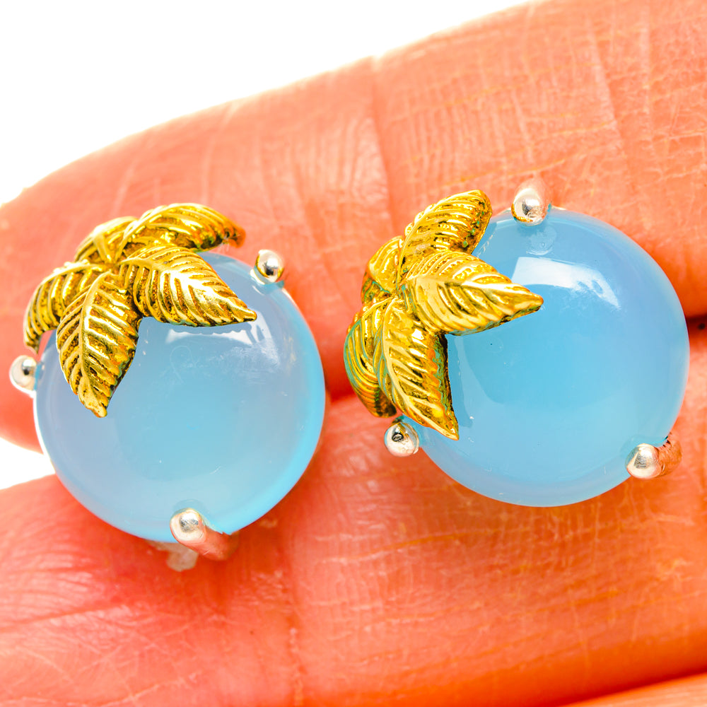 Aqua Chalcedony Earrings handcrafted by Ana Silver Co - EARR427194