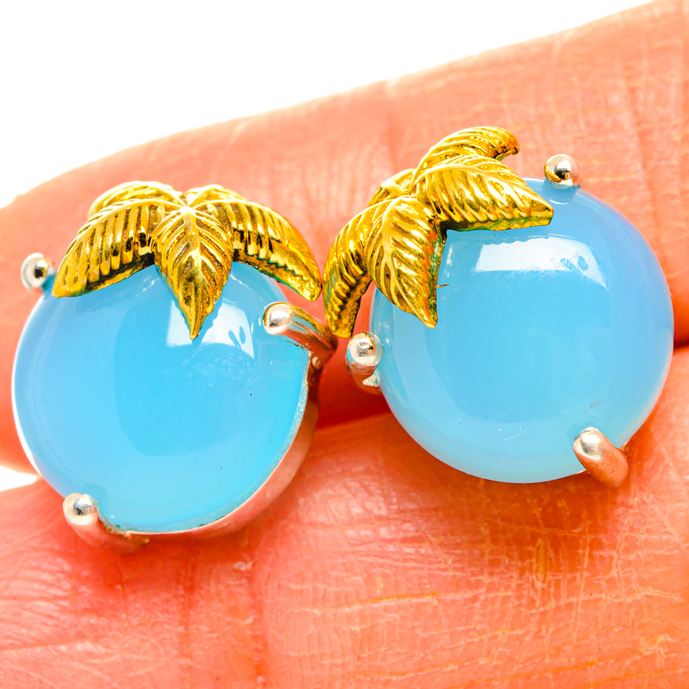 Aqua Chalcedony Earrings handcrafted by Ana Silver Co - EARR427197