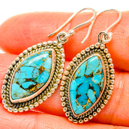 Blue Copper Composite Turquoise Earrings handcrafted by Ana Silver Co - EARR427201