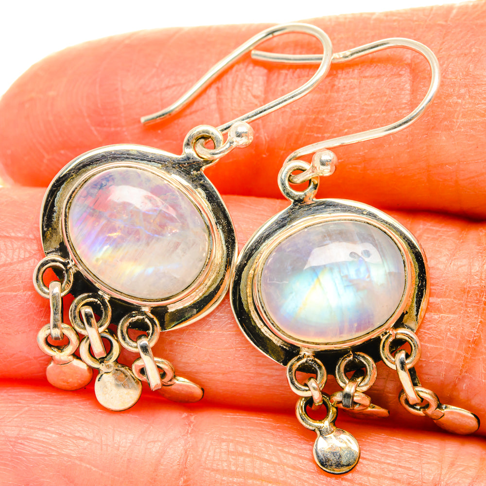 Rainbow Moonstone Earrings handcrafted by Ana Silver Co - EARR427206