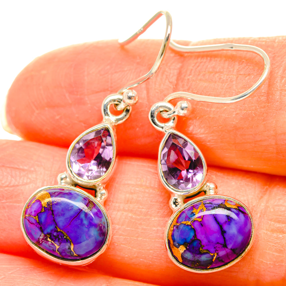 Purple Copper Composite Turquoise Earrings handcrafted by Ana Silver Co - EARR427208