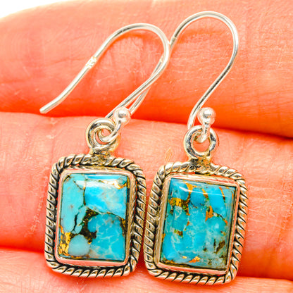 Blue Copper Composite Turquoise Earrings handcrafted by Ana Silver Co - EARR427210