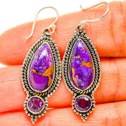 Purple Copper Composite Turquoise Earrings handcrafted by Ana Silver Co - EARR427217