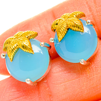 Aqua Chalcedony Earrings handcrafted by Ana Silver Co - EARR427218