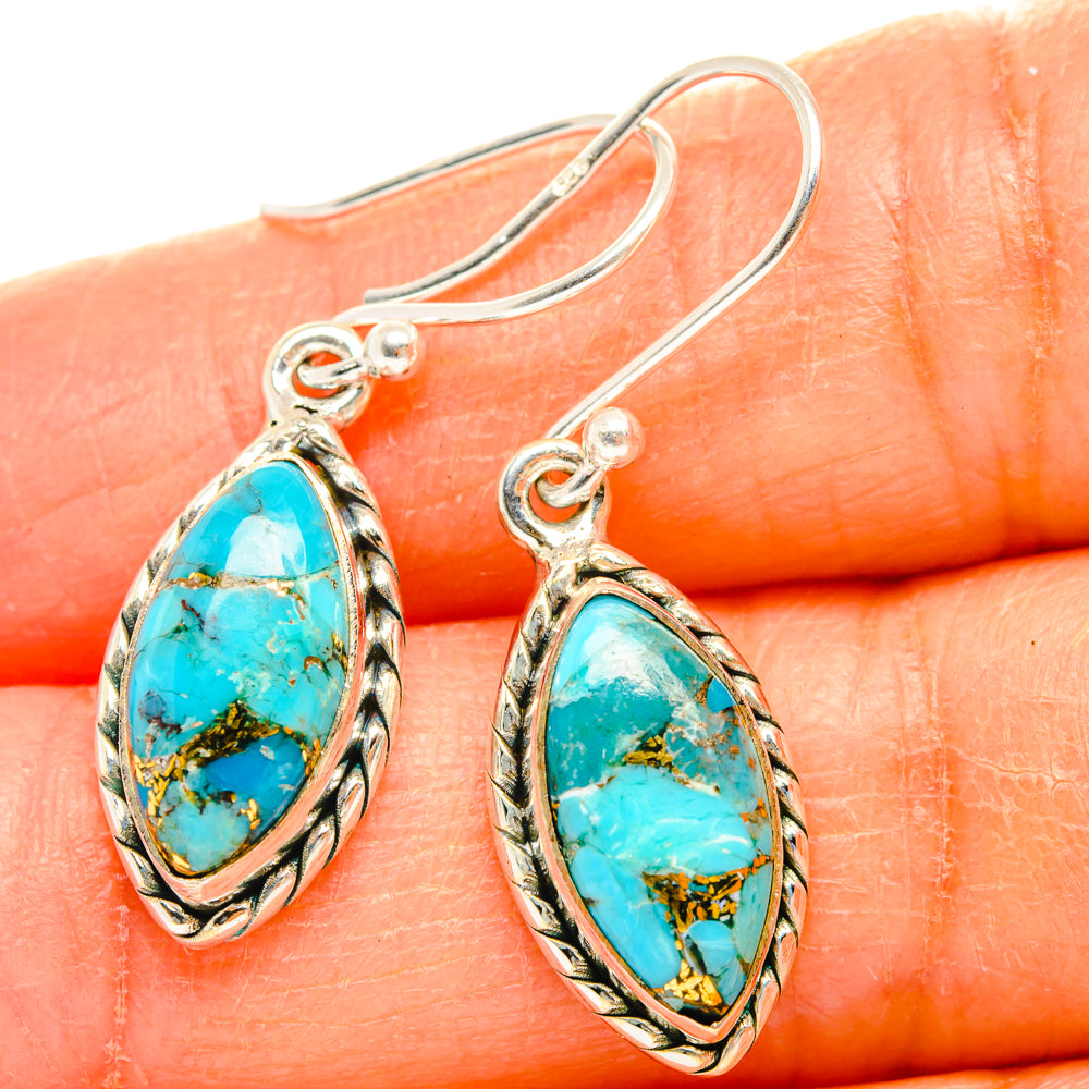 Blue Copper Composite Turquoise Earrings handcrafted by Ana Silver Co - EARR427222