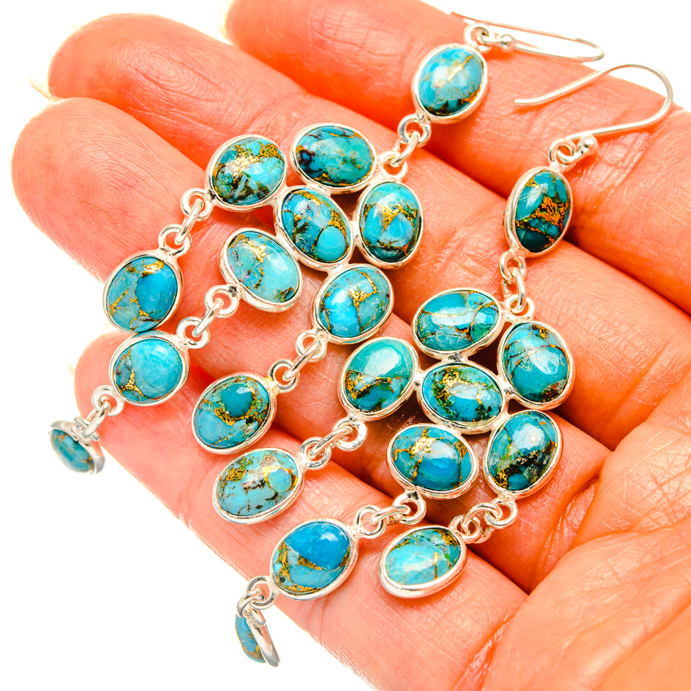 Blue Copper Composite Turquoise Earrings handcrafted by Ana Silver Co - EARR427226