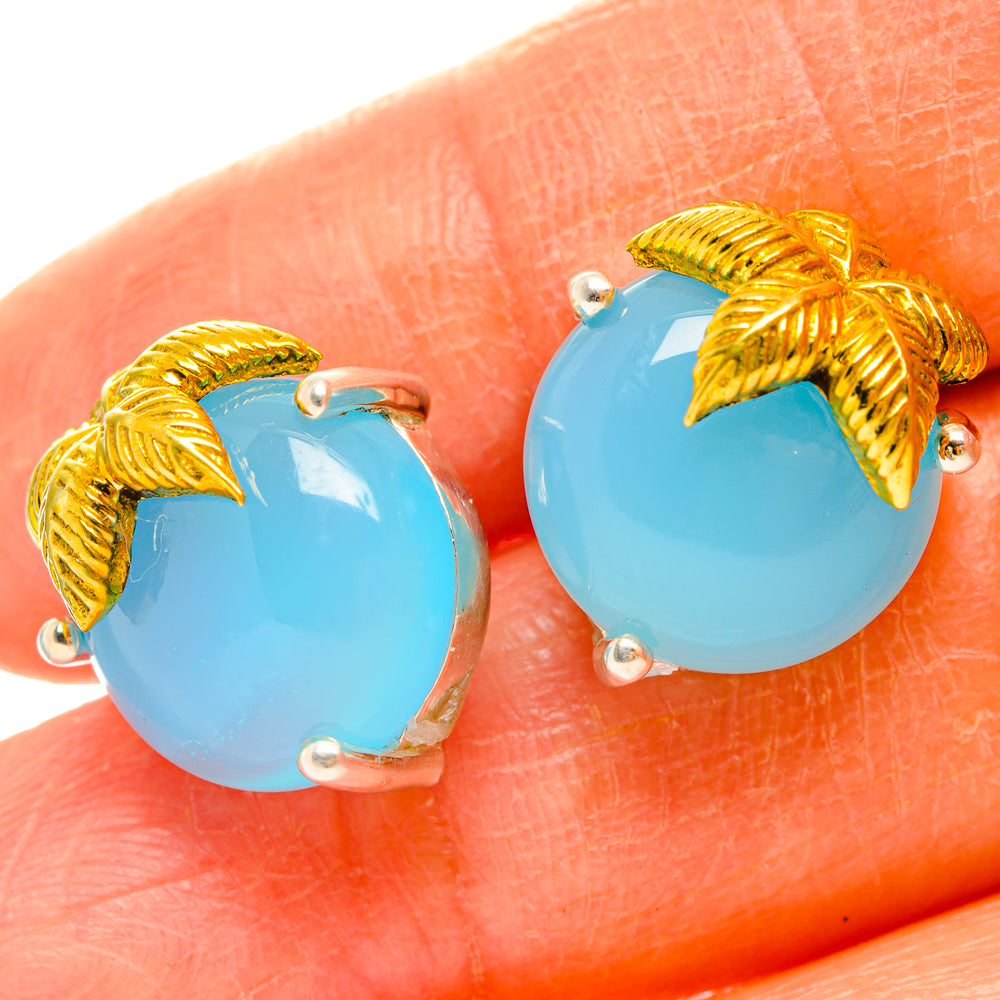 Aqua Chalcedony Earrings handcrafted by Ana Silver Co - EARR427229