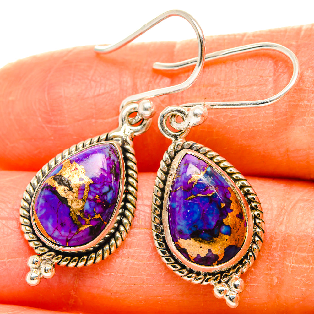 Purple Copper Composite Turquoise Earrings handcrafted by Ana Silver Co - EARR427235