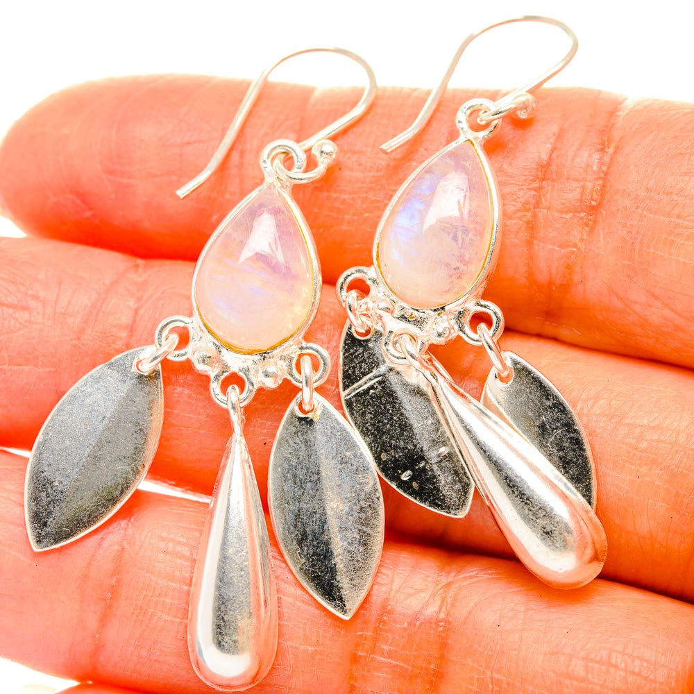 Rainbow Moonstone Earrings handcrafted by Ana Silver Co - EARR427243