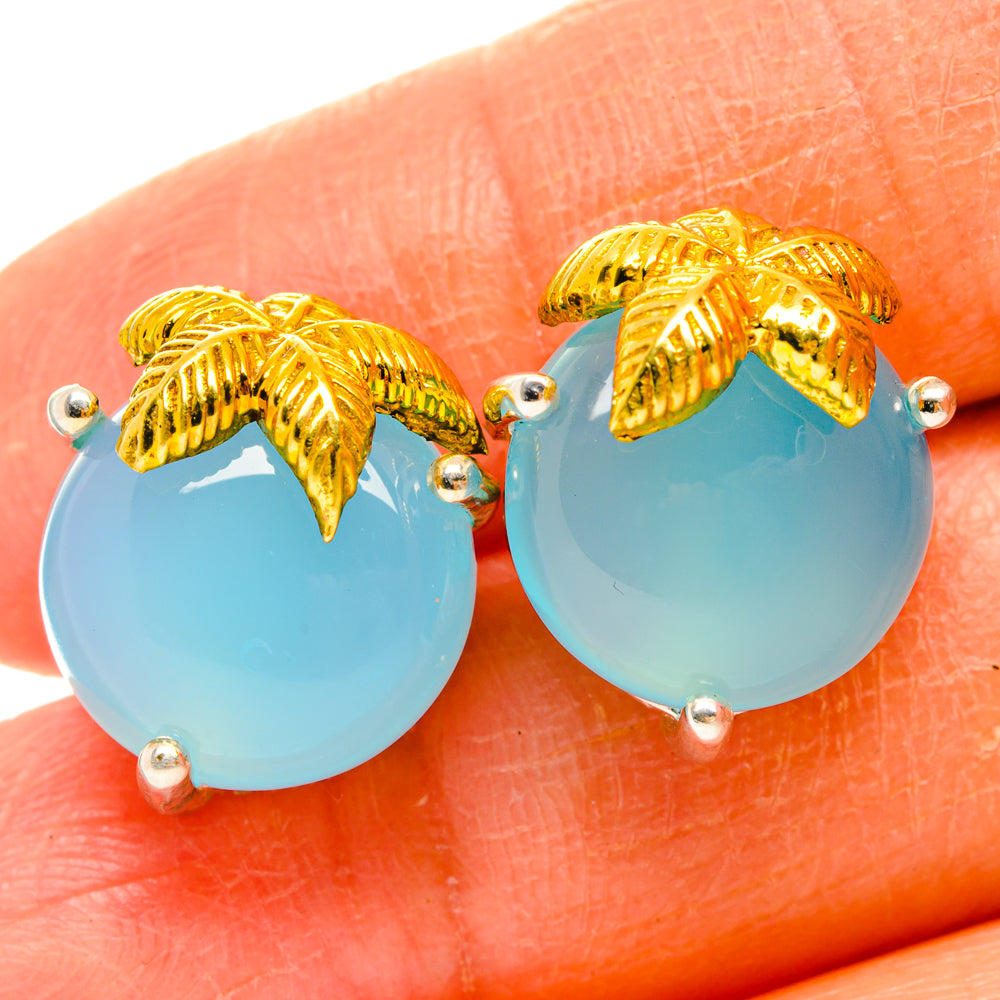 Aqua Chalcedony Earrings handcrafted by Ana Silver Co - EARR427244