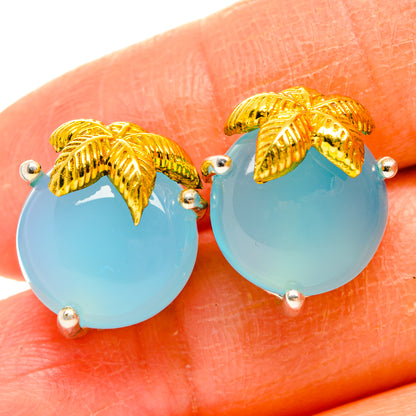 Aqua Chalcedony Earrings handcrafted by Ana Silver Co - EARR427244