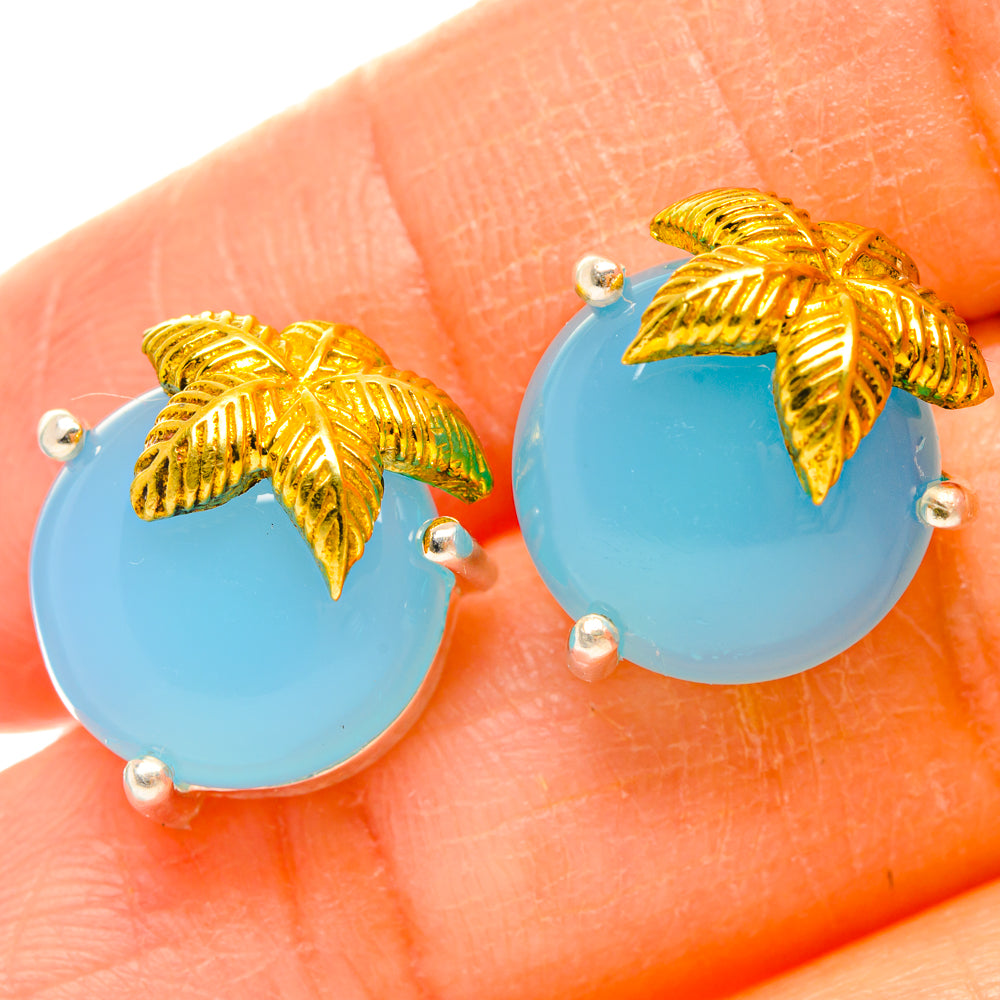 Aqua Chalcedony Earrings handcrafted by Ana Silver Co - EARR427249